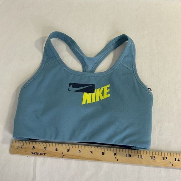 New Nike Swoosh Sports Bra Top Classic Dri Fit Medium Support Blue Women's Small - Picture 8 of 9